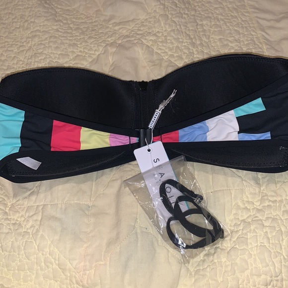 Seafolly Australia band wave zip front bandeau bikini top - Picture 5 of 11